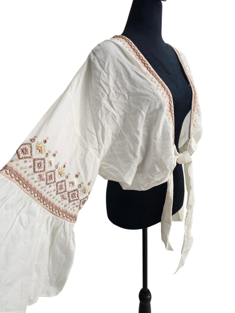NWT Ramy Brook Madisyn Beaded Embroidered Boho Crop Top Coverup Xl MSRP $245 - Picture 4 of 8